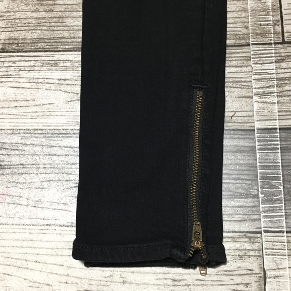 Madewell 11” Roadtripper Jeans Women’s 27 Black Denim Stretch Ankle Zippers - Picture 6 of 10